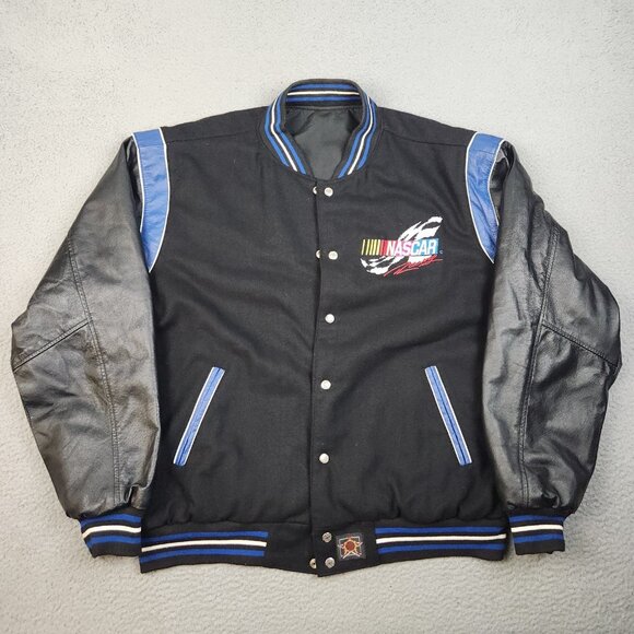 JH Design NASCAR Racing Wool Leather Varsity Letterman Jacket Men's Extra Large - Picture 2 of 13
